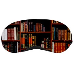 Assorted Title Of Books Piled In The Shelves Assorted Book Lot Inside The Wooden Shelf Sleeping Mask by 99art