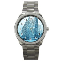 Architecture Blue Drawing Engineering City Modern Building Exterior Sport Metal Watch by 99art