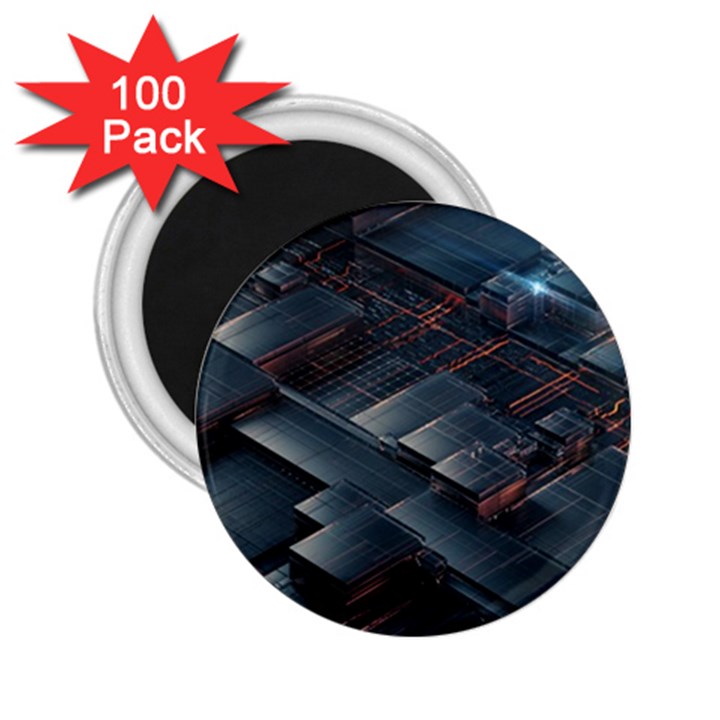 Architectural Design Abstract 3d Neon Glow Industry 2.25  Magnets (100 pack) 