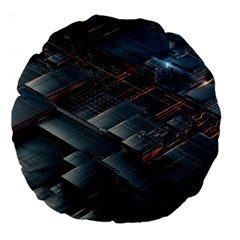 Architectural Design Abstract 3d Neon Glow Industry Large 18  Premium Round Cushions by 99art