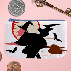 Bat Broom Broomstick Large Coin Purse by 99art