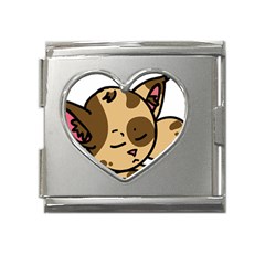 Cat-cartoon-pet-kitten-character Mega Link Heart Italian Charm (18mm) by 99art