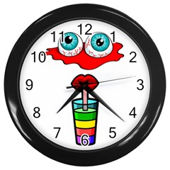 Animation-eyes-cartoon-cute-comic Wall Clock (black) by 99art