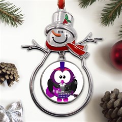 Bird-music-animation-animal Metal Snowman Ornament by 99art