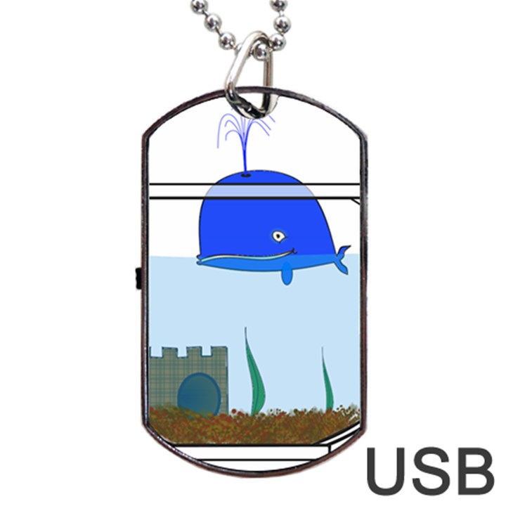 Wal-fish-small-world-lake-sea Dog Tag USB Flash (One Side)