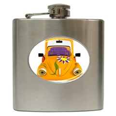 Car-transportation-cartoon-comic Hip Flask (6 Oz) by 99art