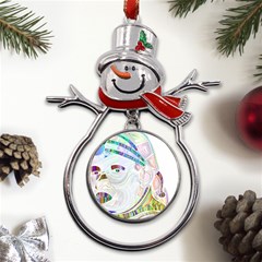 Maasai-man-people-abstract Metal Snowman Ornament by 99art