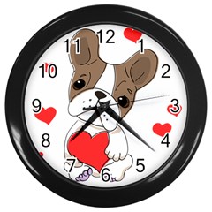 Animation-dog-cute-animate-comic Wall Clock (black) by 99art