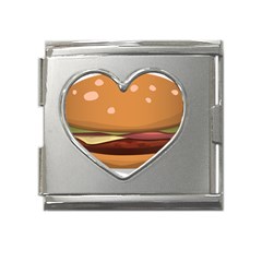 Hamburger-cheeseburger-burger-lunch Mega Link Heart Italian Charm (18mm) by 99art