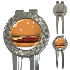 Hamburger-cheeseburger-burger-lunch 3-in-1 Golf Divots by 99art