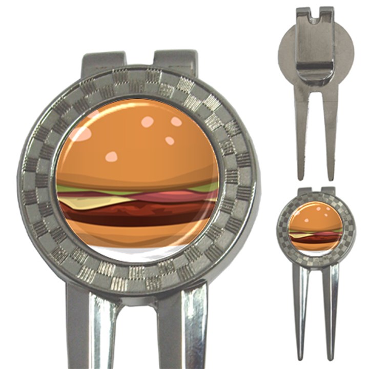 Hamburger-cheeseburger-burger-lunch 3-in-1 Golf Divots