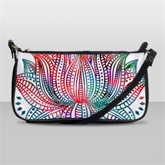 Lotus Feathers Boho Watercolor Shoulder Clutch Bag by 99art