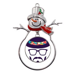 Party Hat Cartoon Metal Snowman Ornament by 99art