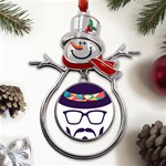 Party Hat Cartoon Metal Snowman Ornament Front