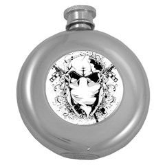 Graphic-design-vector-skull Round Hip Flask (5 Oz) by 99art