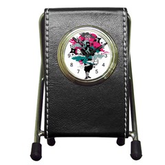 Japan Ninja-japanese-samurai-color- Pen Holder Desk Clock by 99art