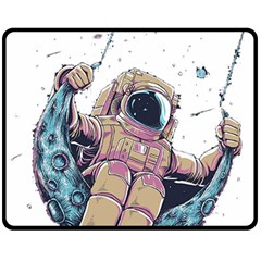 Drawing-astronaut Two Sides Fleece Blanket (medium) by 99art