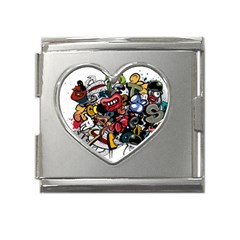 Mural Graffiti Paint Mega Link Heart Italian Charm (18mm) by 99art