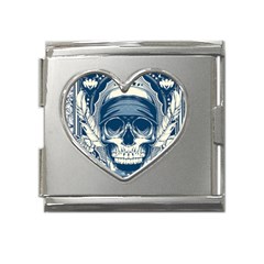 Skull Drawing Mega Link Heart Italian Charm (18mm) by 99art