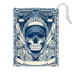 Skull Drawing Drawstring Pouch (5xl) by 99art