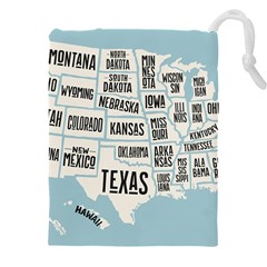 Black White Usa Map States Drawstring Pouch (4xl) by B30l