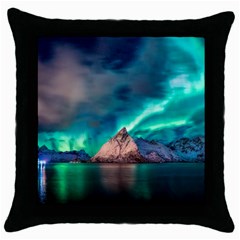 Amazing Aurora Borealis Colors Throw Pillow Case (black) by B30l