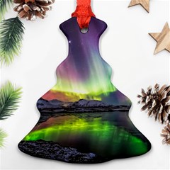 Aurora Borealis Polar Northern Lights Natural Phenomenon North Night Mountains Christmas Tree Ornament (two Sides) by B30l