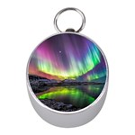 Aurora Borealis Polar Northern Lights Natural Phenomenon North Night Mountains Mini Silver Compasses Front