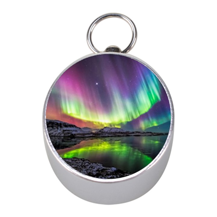 Aurora Borealis Polar Northern Lights Natural Phenomenon North Night Mountains Mini Silver Compasses