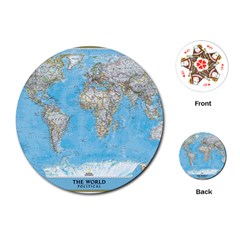 Blue White And Green World Map National Geographic Playing Cards Single Design (round) by B30l