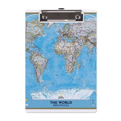 Blue White And Green World Map National Geographic A5 Acrylic Clipboard by B30l