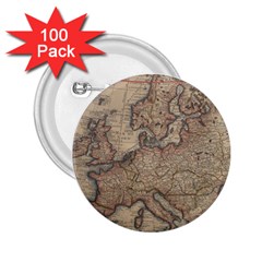 Old Vintage Classic Map Of Europe 2 25  Buttons (100 Pack)  by B30l