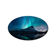 Aurora Borealis Mountain Reflection Sticker Oval (10 Pack) by B30l