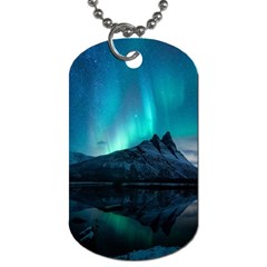 Aurora Borealis Mountain Reflection Dog Tag (two Sides) by B30l