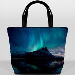 Aurora Borealis Mountain Reflection Bucket Bag by B30l