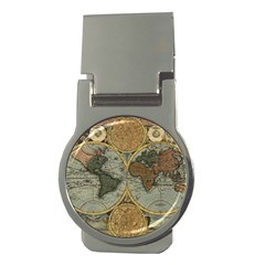 Vintage World Map Travel Geography Money Clips (round)  by B30l