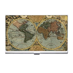 Vintage World Map Travel Geography Business Card Holder by B30l