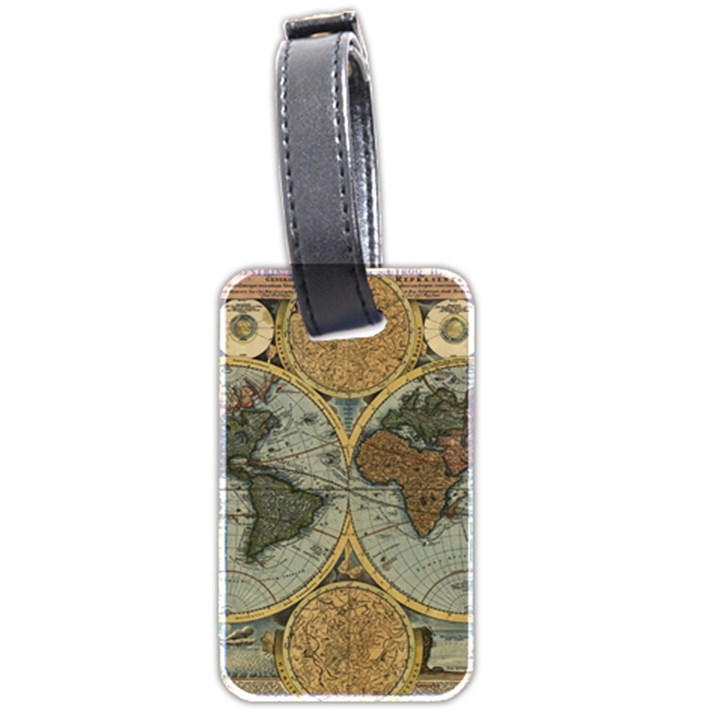 Vintage World Map Travel Geography Luggage Tag (two sides)