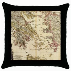 Map Of Greece Archipelago Throw Pillow Case (black) by B30l