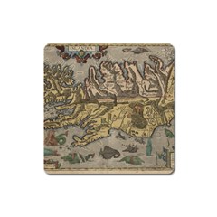 Iceland Cartography Map Renaissance Square Magnet by B30l