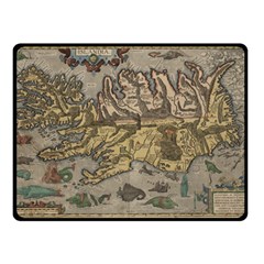 Iceland Cartography Map Renaissance Two Sides Fleece Blanket (small) by B30l