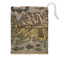 Iceland Cartography Map Renaissance Drawstring Pouch (5xl) by B30l