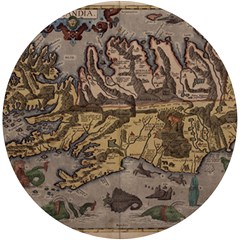 Iceland Cartography Map Renaissance Uv Print Round Tile Coaster by B30l