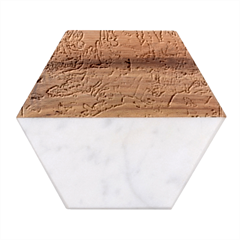 Iceland Cartography Map Renaissance Marble Wood Coaster (hexagon)  by B30l