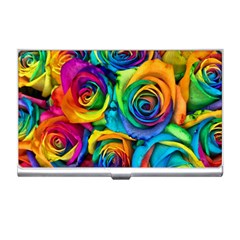 Colorful Roses Bouquet Rainbow Business Card Holder by B30l