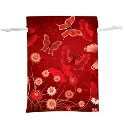 Four Red Butterflies With Flower Illustration Butterfly Flowers Lightweight Drawstring Pouch (xl) by B30l