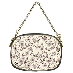 White And Brown Floral Wallpaper Flowers Background Pattern Chain Purse (one Side) by B30l