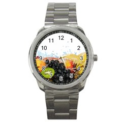 Variety Of Fruit Water Berry Food Splash Kiwi Grape Sport Metal Watch by B30l