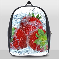 Red Strawberries Water Squirt Strawberry Fresh Splash Drops School Bag (large) by B30l