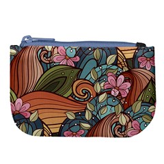 Multicolored Flower Decor Flowers Patterns Leaves Colorful Large Coin Purse by B30l